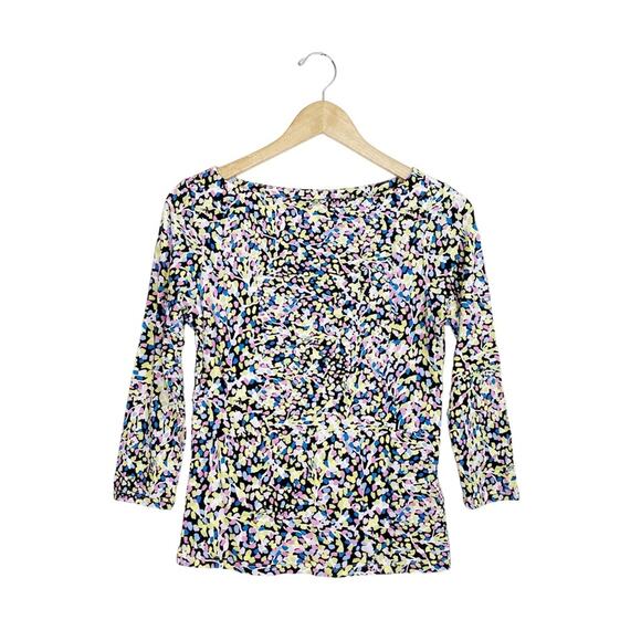 TED BAKER Normma abstract print stretch woven 3/4 sleeve Top - Picture 6 of 11